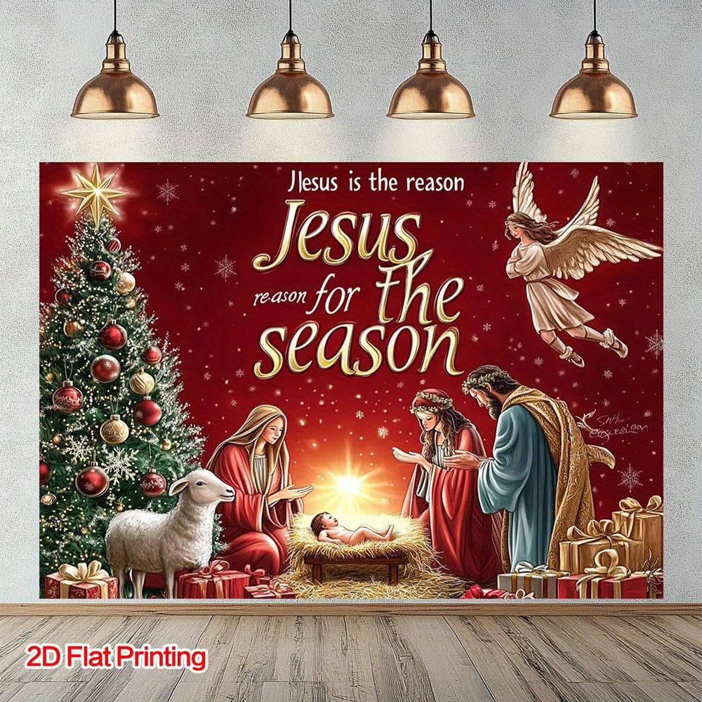 1Pcs Nativity Christmas Scene Painting Decoration Background Winter Backdrop For Photo Studio Photo Booth Party
