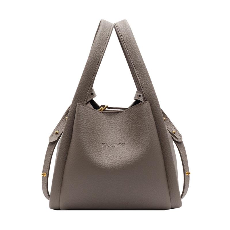 Fashion Niche Design Portable Vegetable Basket Bucket Bag Women's Casual Lychee Pattern Single Shoulder Child and Mother Bag