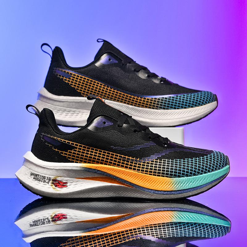 Pantofi sport de modă pentru bărbați și femei, pantofi de alergare casual, suprafață din plasă respirabilă, suport cu placă de carbon, talpă exterioară din cauciuc rezistentă la uzură