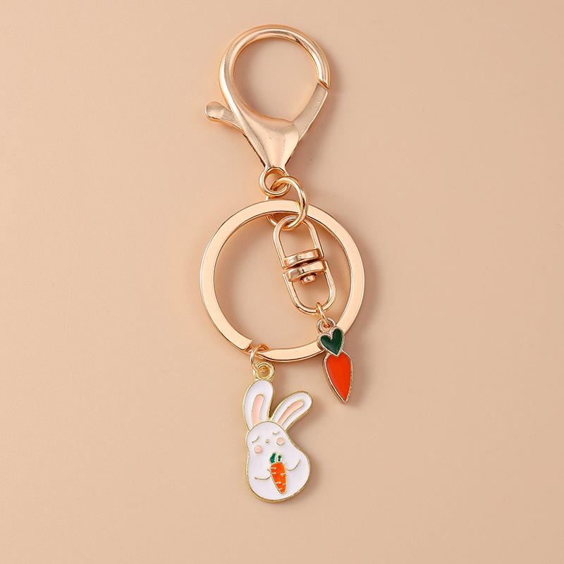 Cute Enamel Dog Penguin Duck Keychain Animal Rabbit Key Ring for Women Girls Handbag Pendants DIY Jewelry Accessories