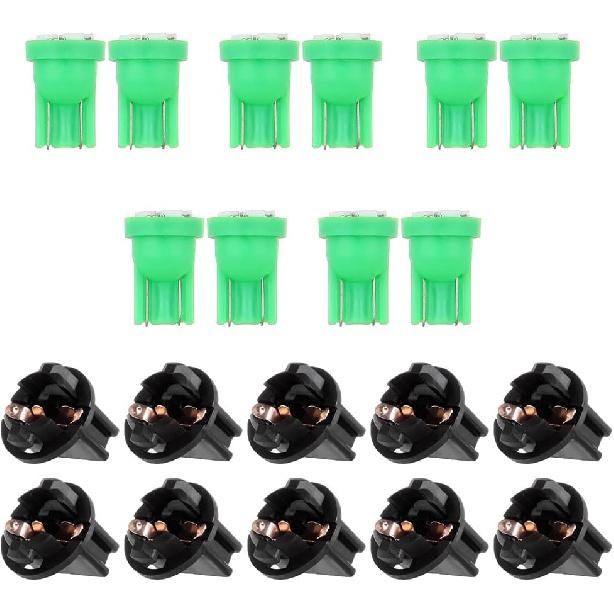 

CCIYU 10pcs Instrument Panel Dash LED Light Bulbs Sockets 10pcs T10 6-3020-SMD Blue LED BULBS (green)