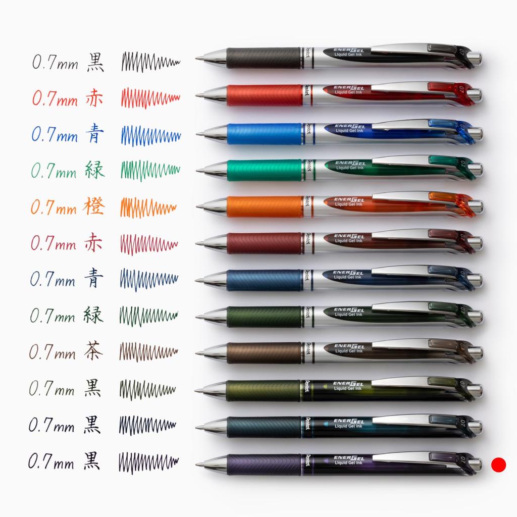 Pentel Energel Gel Ink Ballpoint Knock Bordeaux 10 Pens Pen, Type, 0.7mm, BL77A2-VA, Black,