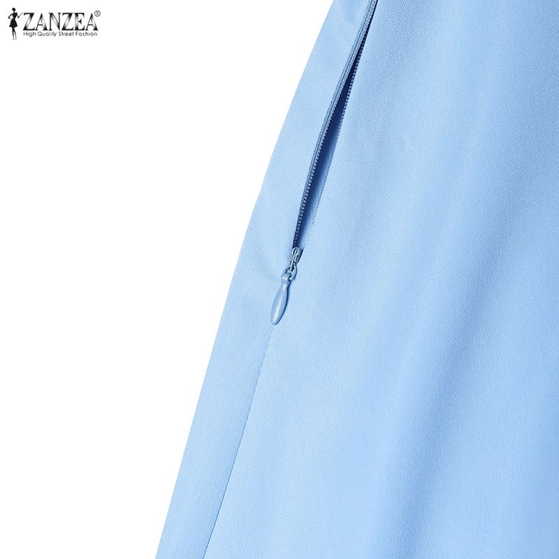 ZANZEA Abito Casual Elegante da Donna con Scollo Quadrato e Maniche Corte