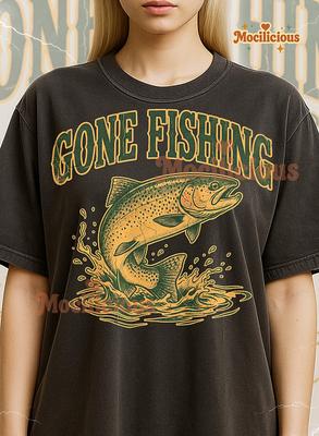 Gone Fishing Shirt, 90s Vintage Retro Bootleg Gone Fishing T-Shirt, Outdoorsman Graphic Tee, Classic Fisherman Aesthetic Shirt