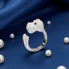 Yousheng Couple Finger Ring, Adjustable Opening Design Finger Band, Imitation Silver Matte Texture Schnauzer Shape Ring, Personalized Pet