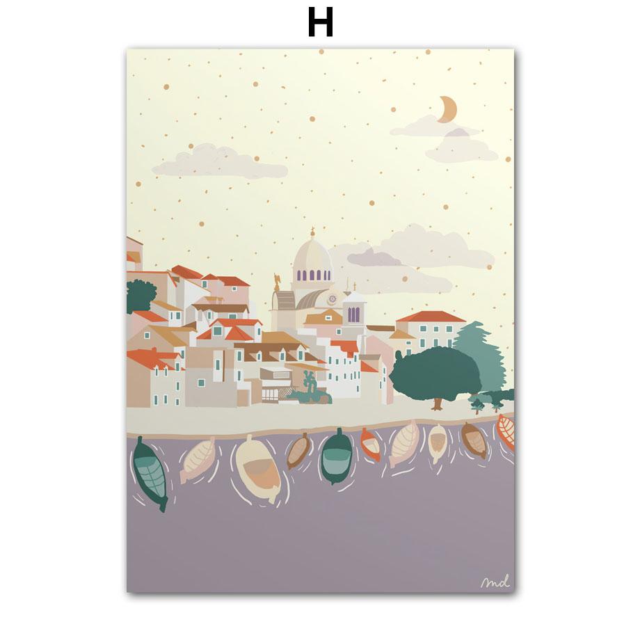 

Санторини, средиземноморский пейзаж, путешествия, плакаты на скандинавскую тему и принты, настенная живопись на холсте, настенные картины для декора гостиной A4 21X30 cm Unframed