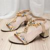 Fashion Summer Bohemian Beach Open Toes Sandals for Women Casual Patchwork Square Heel Roman Sandles Woman Plus Size Women Sandals