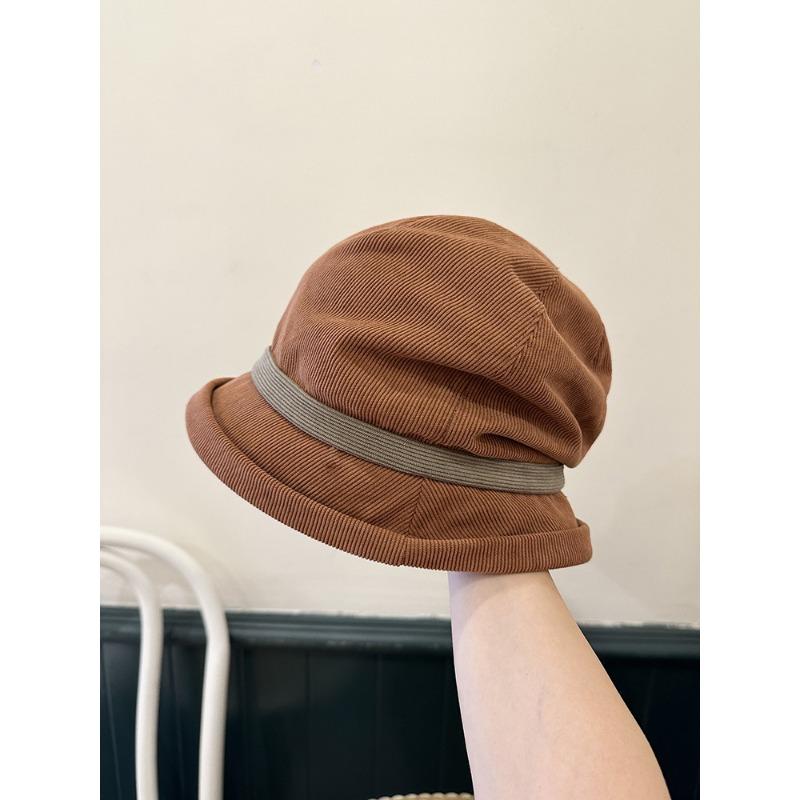Autumn New Corduroy Fisherman Hat Korean Style Women's Fashion Versatile Pile Hat Warm Basin Hat Casual and Small Face