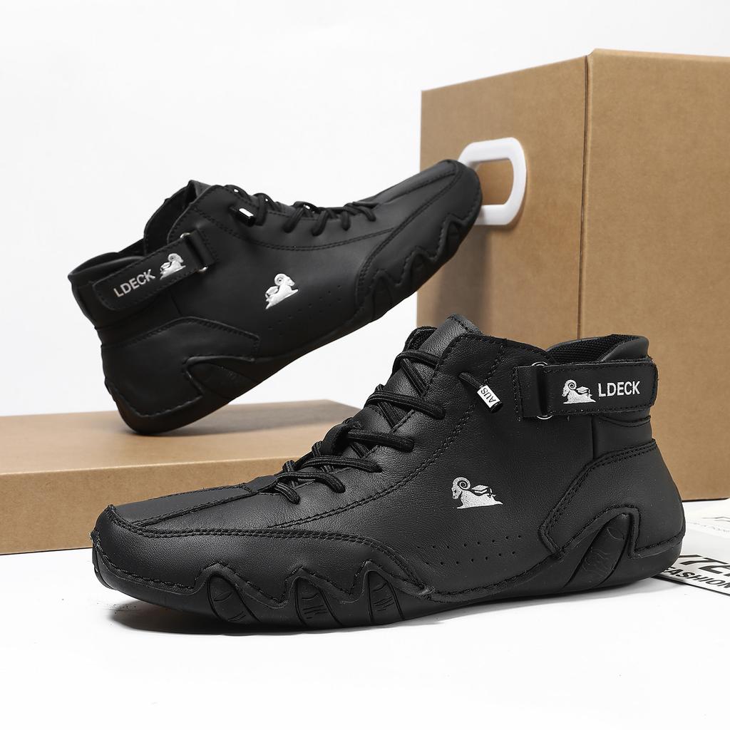 First layer cowhide high-top Martin boots cotton shoes octopus autumn and winter velvet men's shoes outdoor shoes