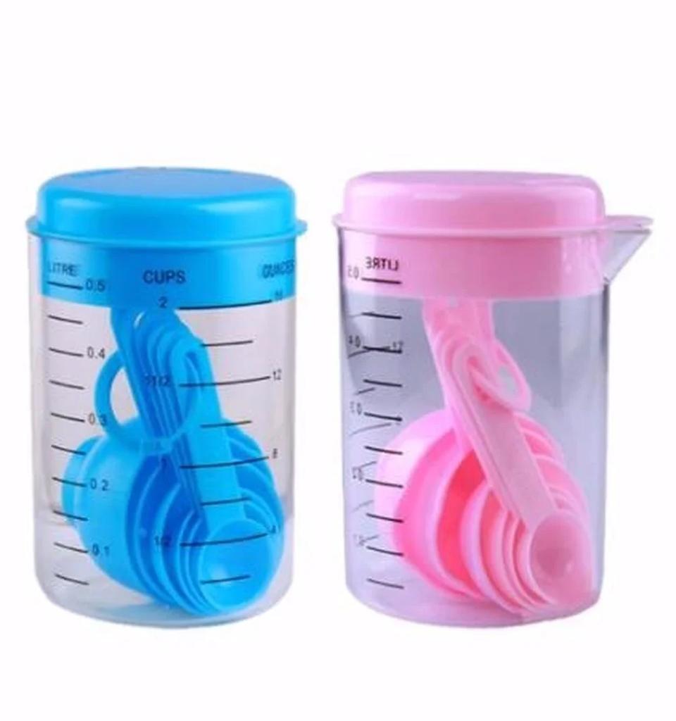 7 Pieces / Set Plastic Measuring Cups and Spoons Tea Coffee Kitchen Utensils Baking Tools Tray