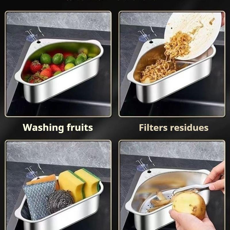 304 Stainless Steel Vegetable Basin, Triangular Sink, Hanging Filter Screen, Instant Noodle Residue, Leftover Food Filter Screen