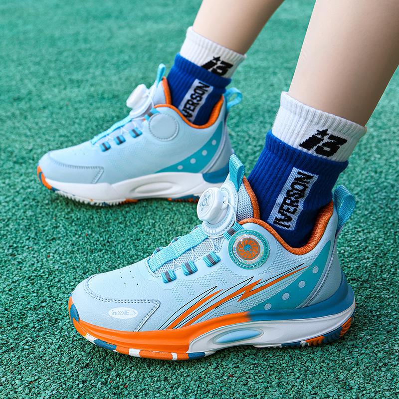 2024 Herbst Wasserdichte Leder Kinder Basketballschuhe mit Drehverschluss