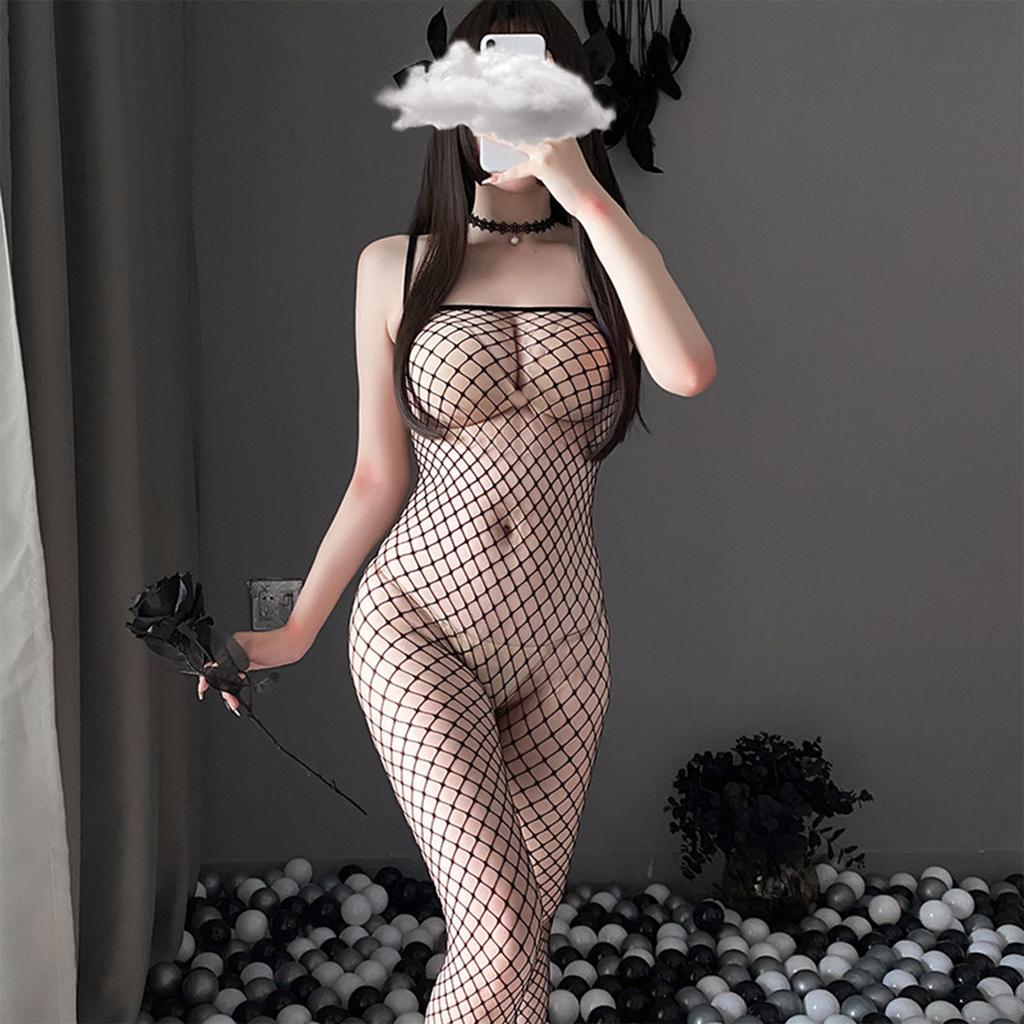Bodystocking Lingerie Mesh Breathable Fashionable Elegant Bodystocking Lingerie for Women Black Average Size