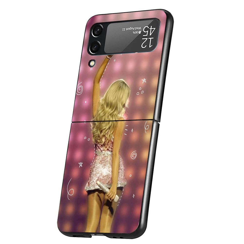 CR66 S-Sabrina C-Carpenter Cover Phone Case For Samsung Galaxy Z Flip 7 6 5 4 3 5G Flip7 Flip6 Flip5 Flip4 Flip3 Black Fundas Sh