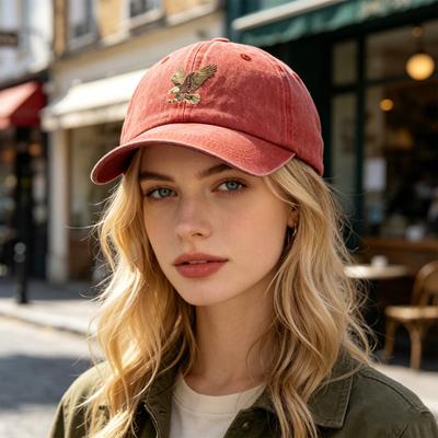Embroidery Eagle Pattern Baseball Hat, Adjustable Back Buckle Retro Distressed Style Baseball Cap, Washed Cotton Fabric Outdoor Sunshade Cap