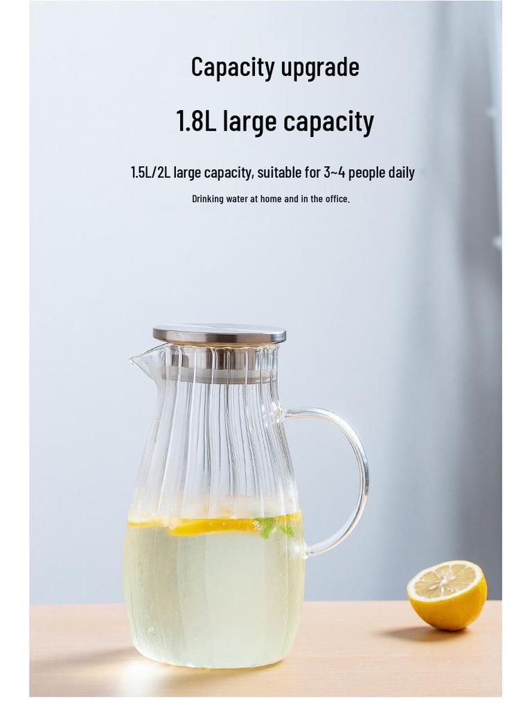 High-Temperature Resistant Glass Cold Water Pitcher - Large Capacity Japanese Style Heat-Resistant Jug with Cold Water Cup