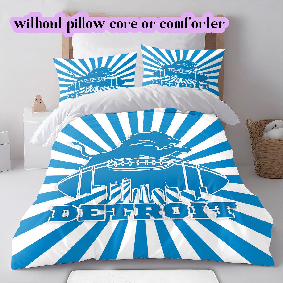 

Detroit Lions rugby Pattern Bedding,Quilt Set Quilt Cover Pillowcase Home Birthday Gift (1*duvet cover+2*pillowcase,without core) 135x200cm