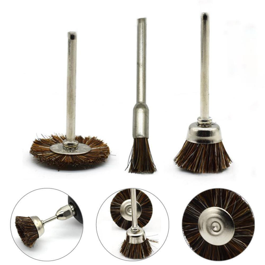 Wire Brush Set of 3 for Rotary Tool Use Soft Brushes for Effective Cleaning and Polishing of For metal and Wood 3mm Shank