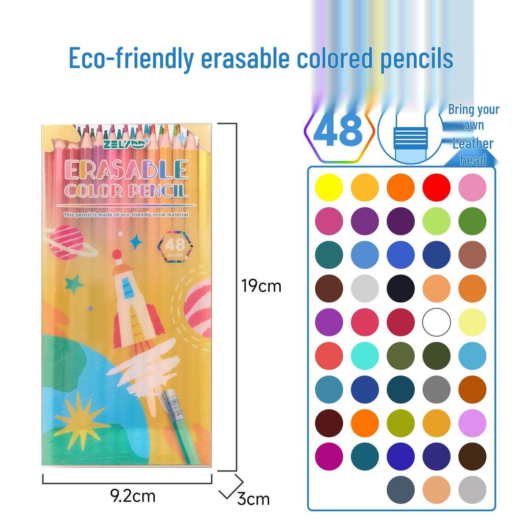 Zhenglin Erasable Colored Pencils – 24, 36, and 48 Color Sets for Children and Students Drawing and Coloring.