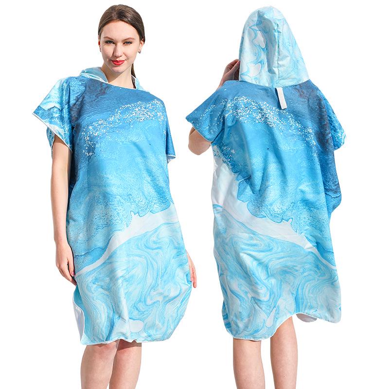 2025 Quick-Dry Hooded Swim Poncho with Zipper - Portable Bathrobe and Beach Towel