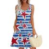Women's Summer Casual Square Neck Independence Day Printed Dress Sleeveless Dress With Pockets