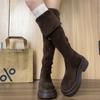Winter Street Style Thick Heel Women Over The Knee Knight Boots Fashion Fold Two Ways Wear Shoes Female Silm Thigh High Booties