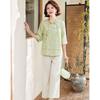 Pastte Summer New Chinese Style Embroidered Top & Pants Set for Women