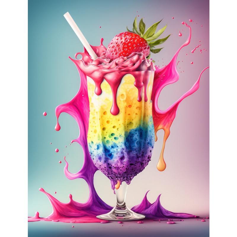 Colorful Fruit Smoothie Beverage Coffee Cocktail Posters Prints Canvas Printing Wall Art Picture for Milk Tea Dessert Shop Decor