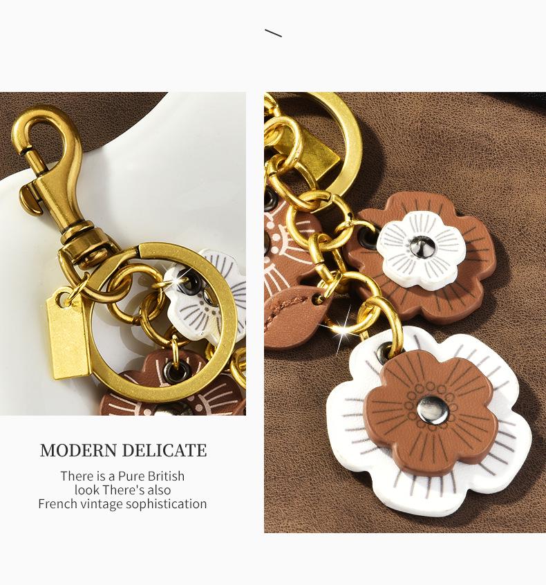 Leather Flower Chain Underarm Bag Keychain for Women