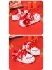 2025 Winter Girls' Red Non-Slip Sports Shoes - Versatile, Casual Board Shoes for Medium and Large Children
