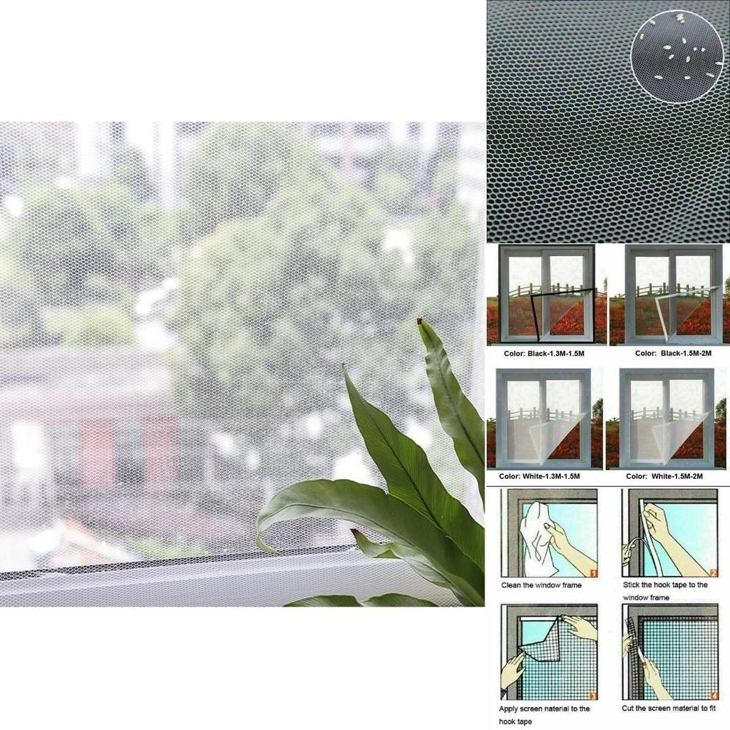 Premium Window Mesh Door Curtain With Self-adhesive Net Guard For Mosquitoes And Bugs