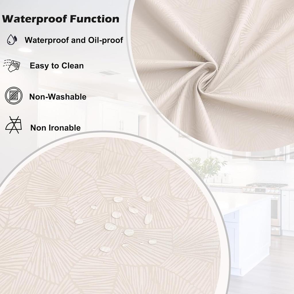 Round Tablecloth Heavy Duty Vinyl Table Cover Waterproof Oil-Proof Fitted Table Cloth Home Decor Kitchen Picnic
