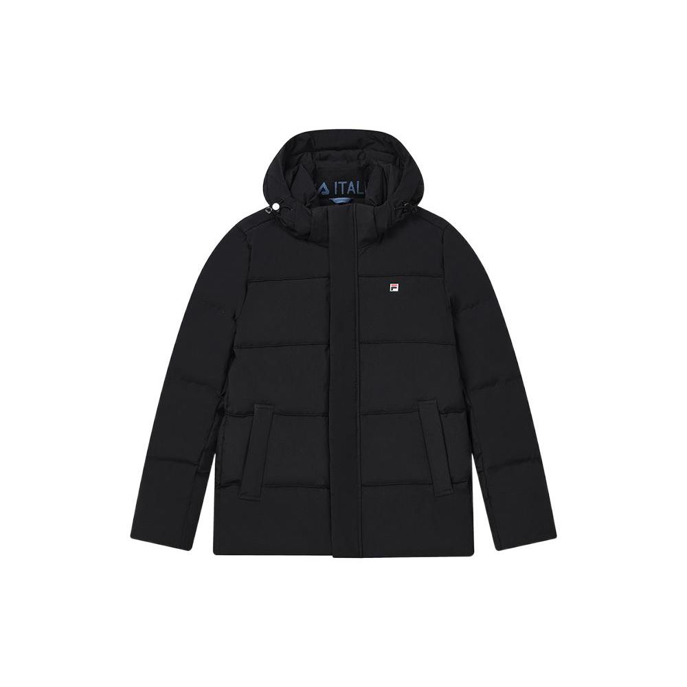 

FILA Solid Color Logo Embroidered Casual Hooded Down Jacket Men outerwear Black F11M248906F-BK XXL