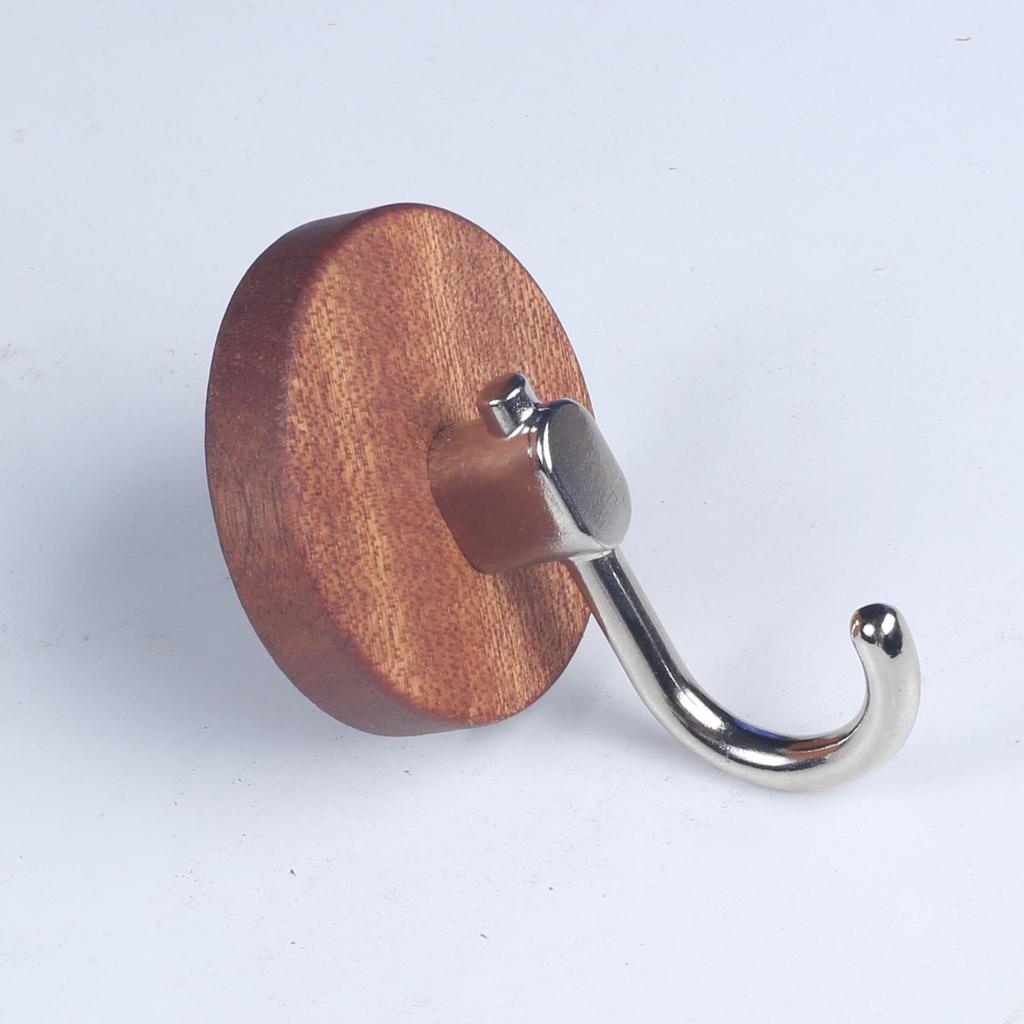 Solid Wood Walnut Door Hook - Punch-Free Adhesive Wall Hanger