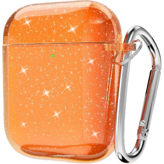 Svanove for Airpods Case Clear Glitter, Sparkly Bling Cute Airpods 1st 2nd Generation Case with Keychain, Hard Shell Girly Y2k Aesthetic Airpods