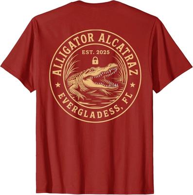 Design Parodia Alligatore Alcatraz Florida Everglades SU RETRO Maglietta Unisex