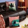 Black and White Cats with Champagne Art Pillow Case Bedroom Sofa Living Room Backrest Decoration Square Cushion Nap Time