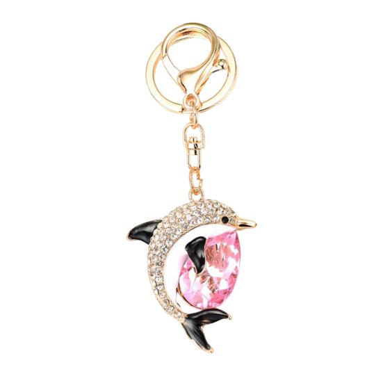 Schlüsselanhänger Strassbesetzter Delfin-förmiger Schlüsselanhänger Anhänger mit starkem Karabinerhaken Schlüssel Taschen Autoschlüssel Zubehör