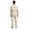 Men's Pajama Set Long Sleeve Top and Long Pants with Button Crotch and Elastic Drawstring Waist for Home Loungewear