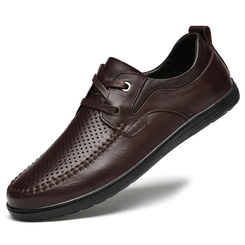 Men s Autumn Casual Leather Shoes: Soft Cowhide Upper, Breathable Lace-up Design 45