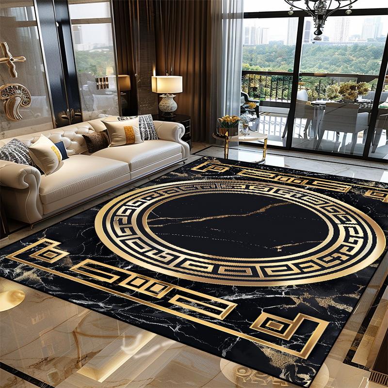 

Черный Роскошный Стиль Ковер для Гостиной Большая Площадь Моющиеся Ковры для Спальни Противоскользящие Декоративные Домашние Коврики для Гостиной Легко Чистить 60x90cm 23.6x35.4in