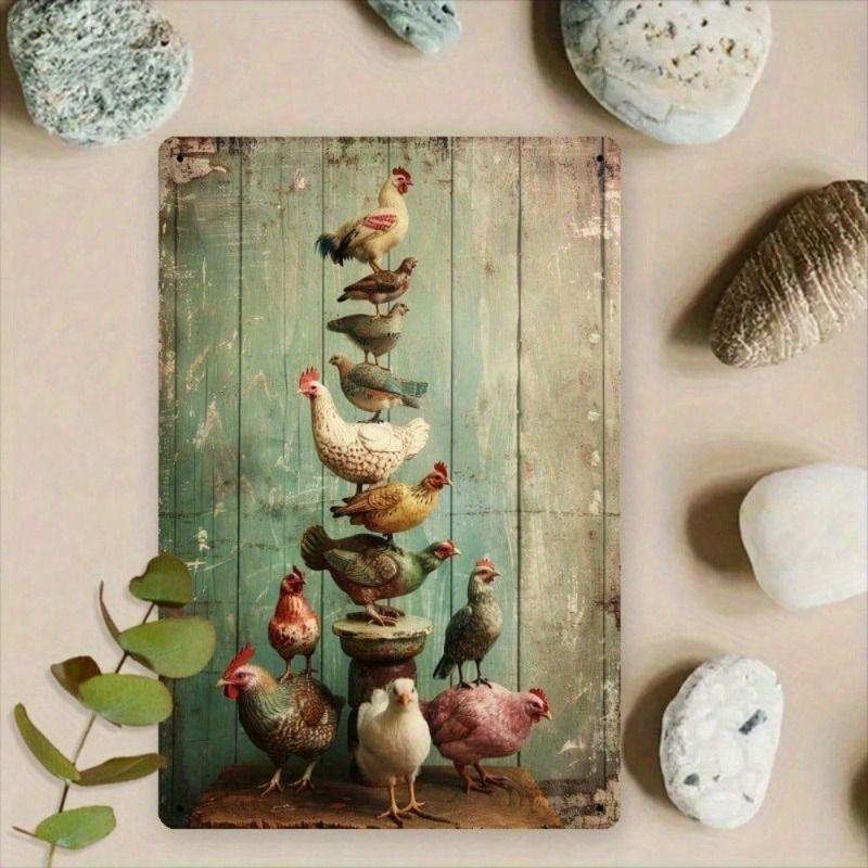 

Vintage Chicken Metal Poster 3 pcs for Kitchen Wall