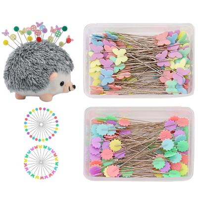 2 Sewing Set Flower Head Pins Sewing Pins Hedgehog Shape Pin Cushion Sewing Straight Pins Quilting Pins for Projects
