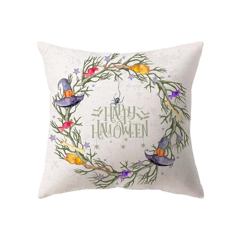 Halloween Theme Horror Pumpkin Print Pattern Cushion Cover Home Living Room Sofa Decoration Square Pillow