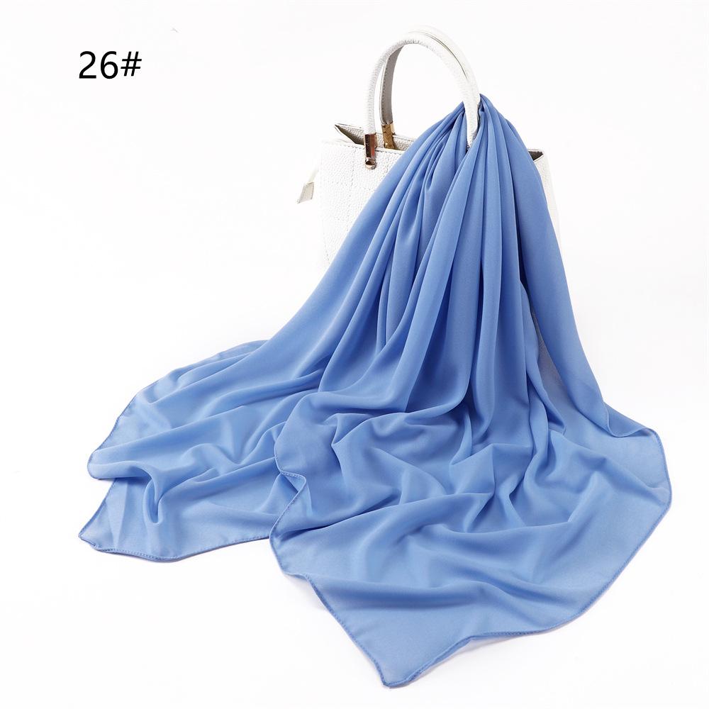 110*110CM Square Pearl Chiffon Hijabs Scarf Plain Solid Color Headwraps Muslim Women's Khimar Headscarf 45 Colors