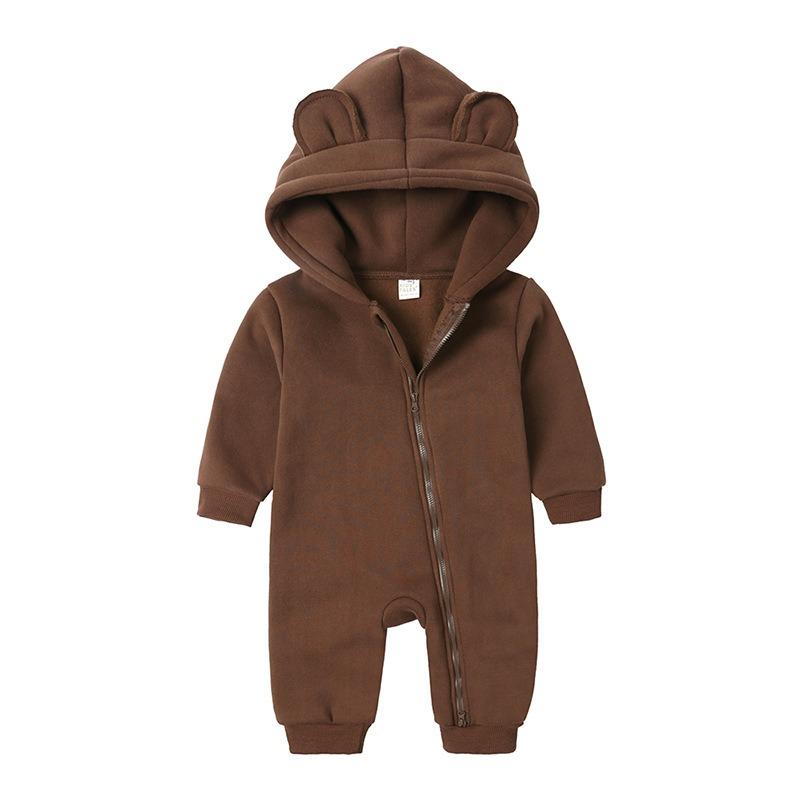 Baby Boys Girls Clothes Long Sleeve Rompers Solid Hoodies Bear Jumpsuit Costume Infant Onesies Bodysuit Newborn
