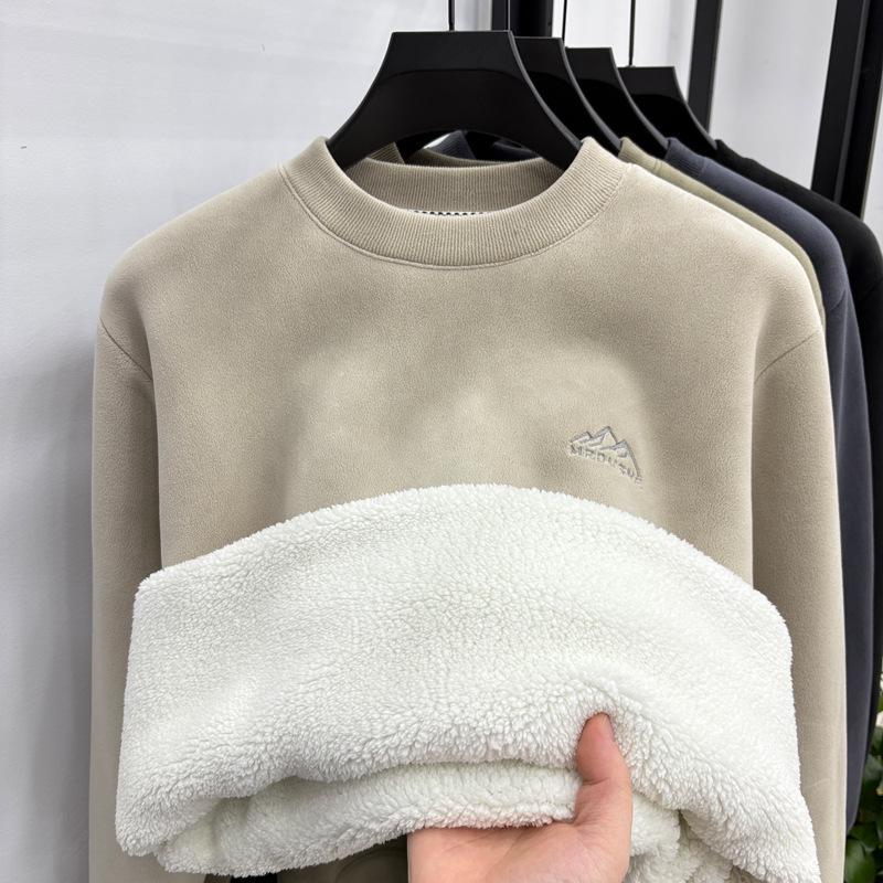 Men's Lambswool Velvet Thick Round Neck Winter Sweater - Super Warm Hoodie