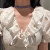 Girocollo con collana in pizzo con fiori dolci per donne e ragazze, ricamo di buona qualità, moda, design romantico, accessorio