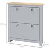 2 Drawer Shoe Cabinet Modern Narrow Shoe Cupboard Hallway Wooden Storage Organiser with Flip Doors Adjustable Shelf for 6-12 Pairs, Grey