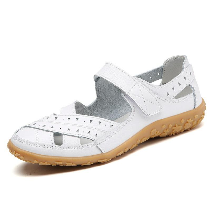 Summer Women's Sandals, Nurse White Shoes, Hollow Hole Shoes, Leather Casual Women's Shoes